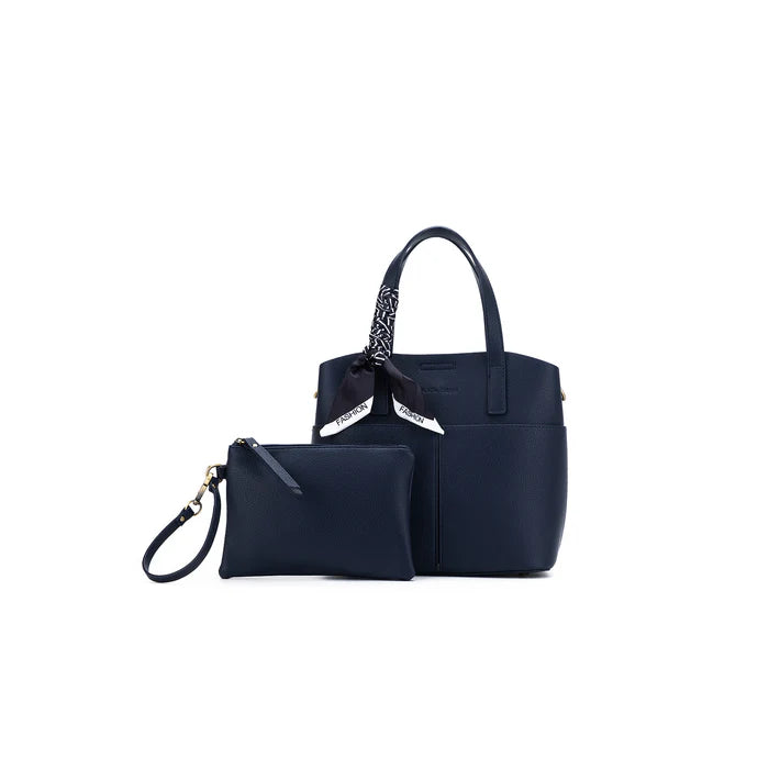 Amelie 2 Piece Top Handle Bag - Deep Navy