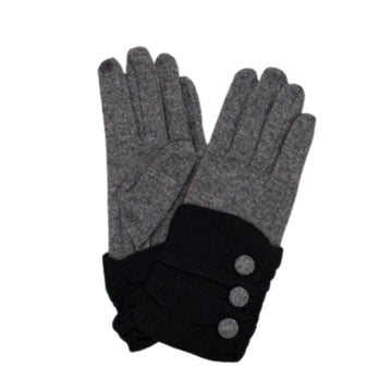 Gloves - Grey + Black | Buttons antler