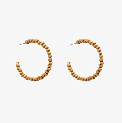 Wooden Bead Hoop Earrings