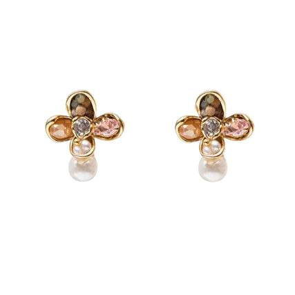 Gem and Drop Pearl Earrings