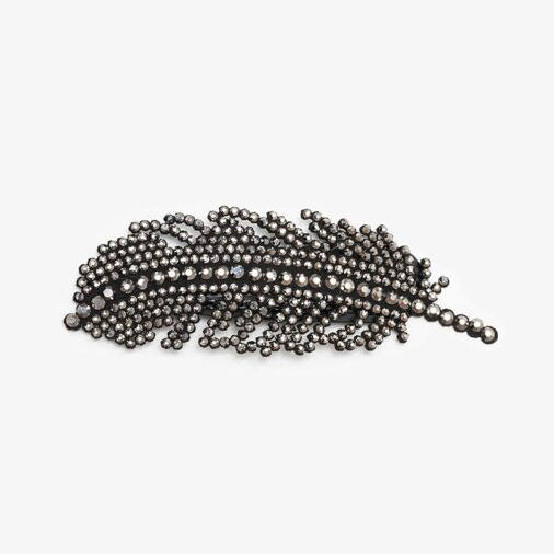 Black Crystal Feather Hair Clip