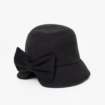 Bow Cloche Hat - Black