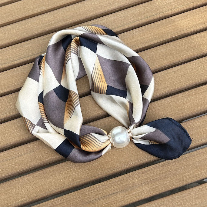 Pearl Bow Fasten Neck Tie - Cityscape