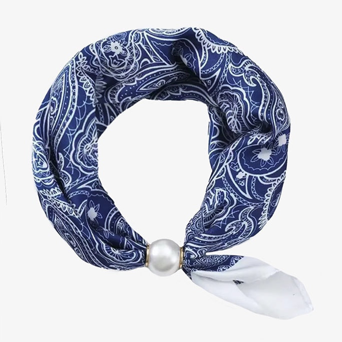 Pearl Fasten Neck Tie - French Blue