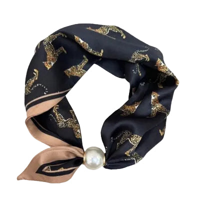 Pearl Bow Fasten Neck Tie - Safari Nights