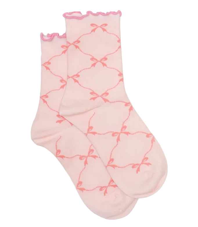Bow Lattice Socks - Rose