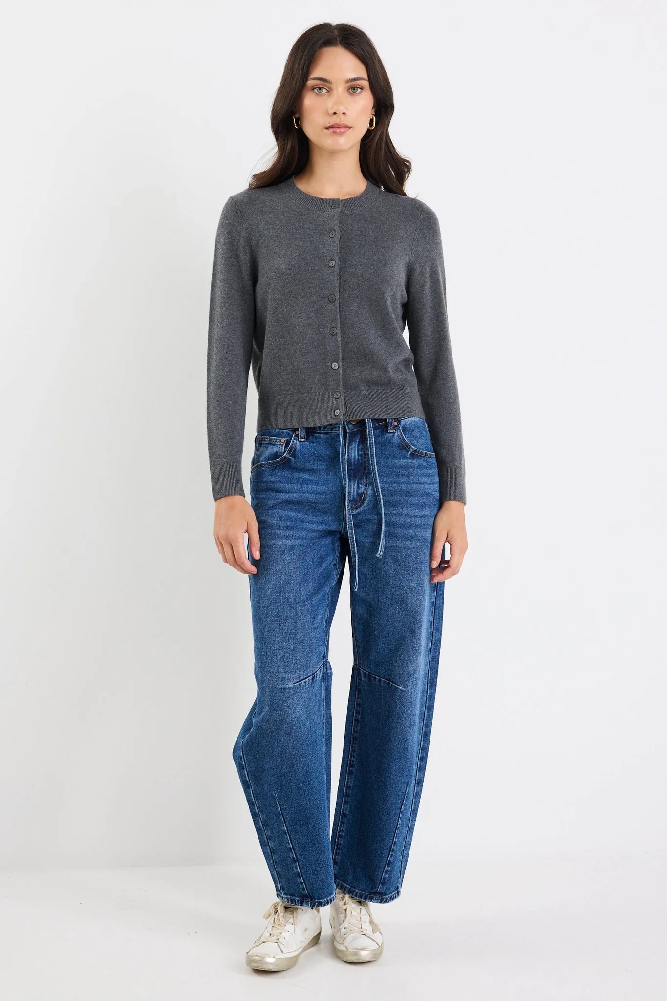 Charcoal Crewneck Cardigan