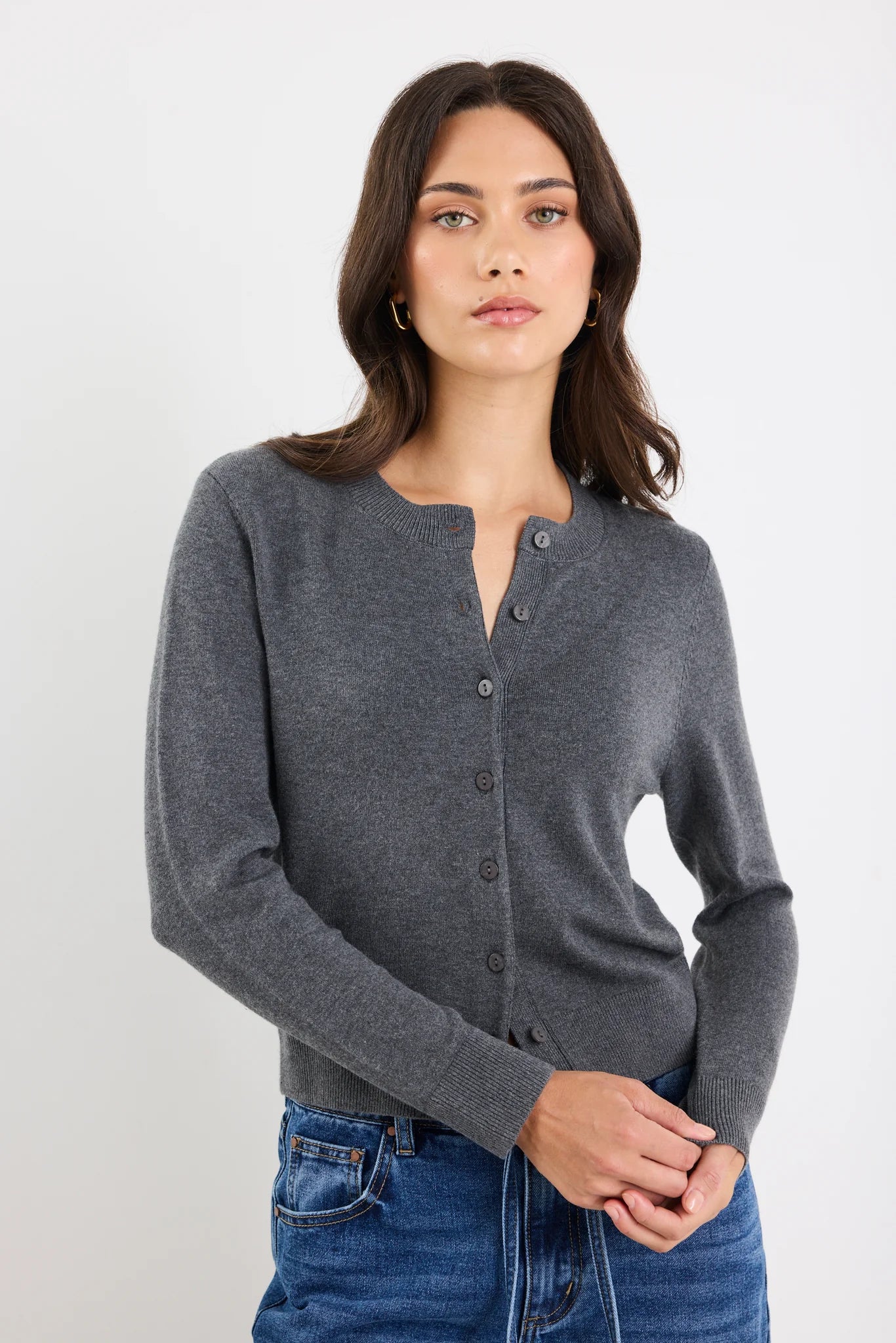 Charcoal Crewneck Cardigan