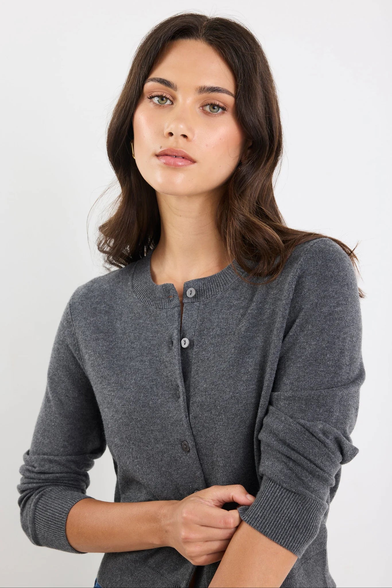 Charcoal Crewneck Cardigan