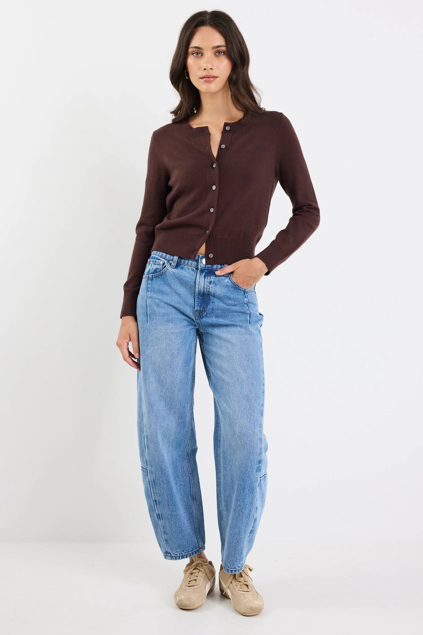 Chocolate Crewneck Cardigan