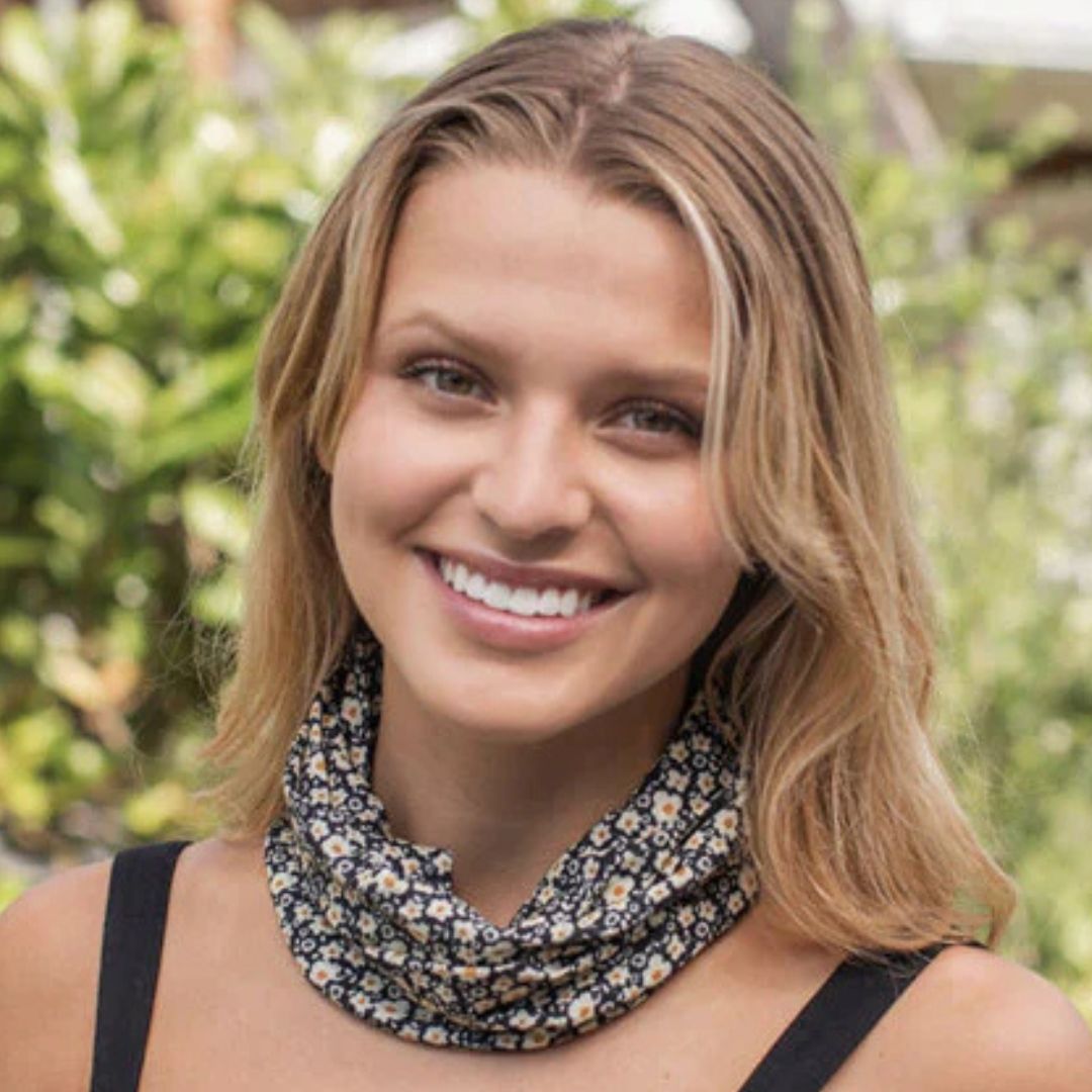 Bandeau - Black + Cream Flowers