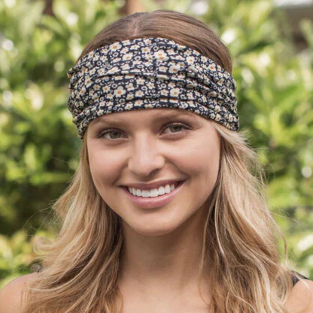 Bandeau - Black + Cream Flowers