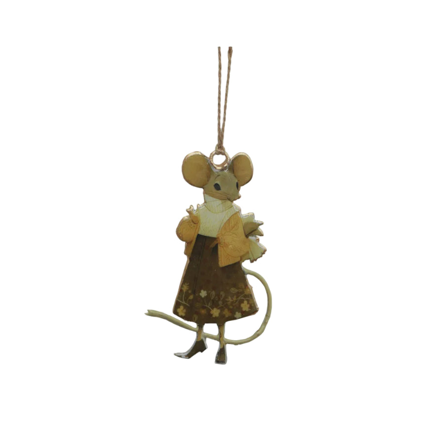 Christmas Beatrice Ochre Hanging Mouse