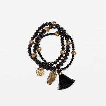 SGBR5646 black and gold bead necklace