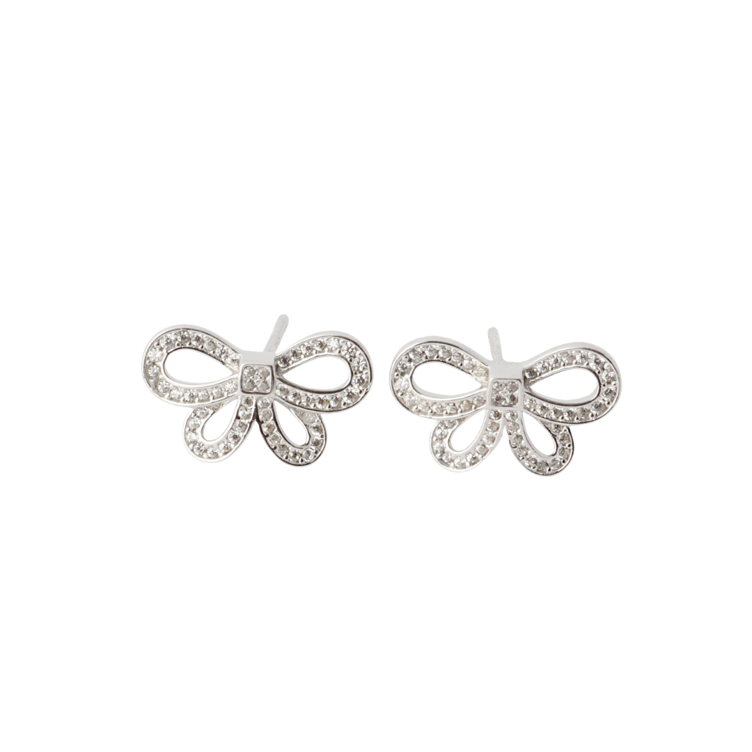 Earrings - Barb CZ Bow Studs