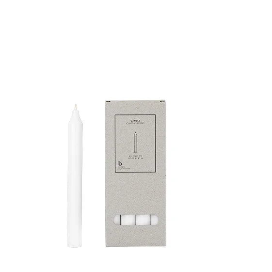 BROSTE Candle Rustic Taper S/8 H200 - WHITE