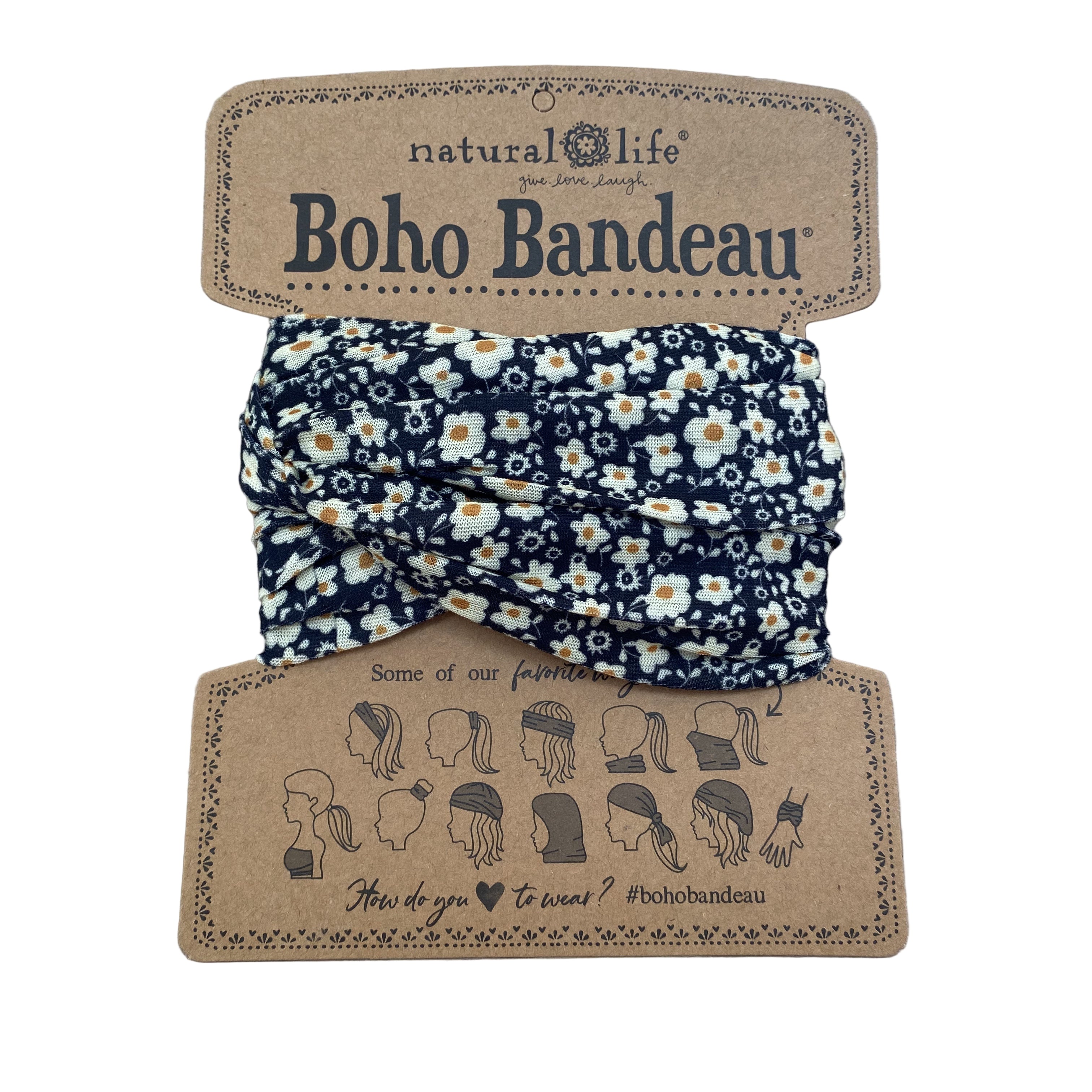 Bandeau - Black + Cream Flowers