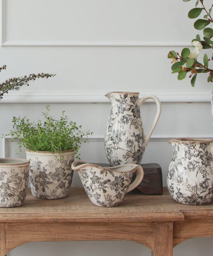Black and Cream Hand Painted Jugs