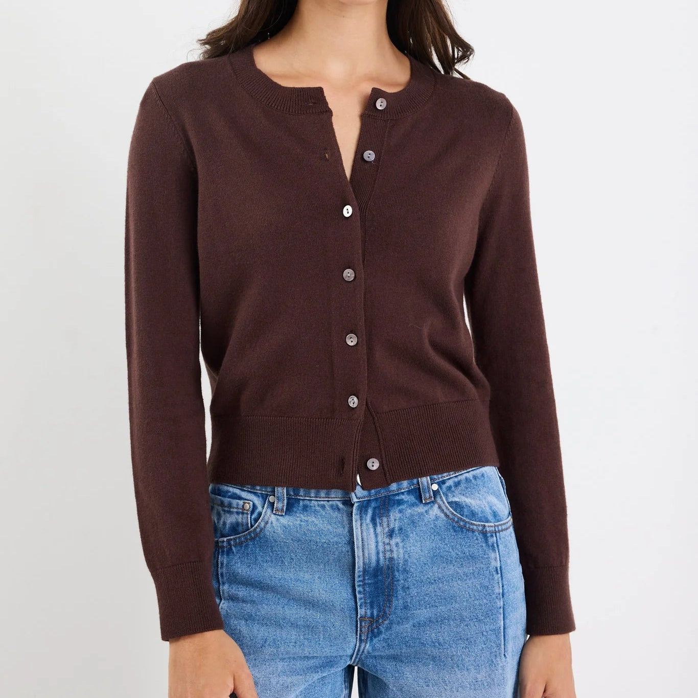 Chocolate Crewneck Cardigan