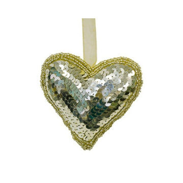 Christmas - Gold Sequinned Hanging heart