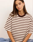 COHESION STRIPE OVERSIZED BOXY TEE - CHOCOLATE/VANILLA