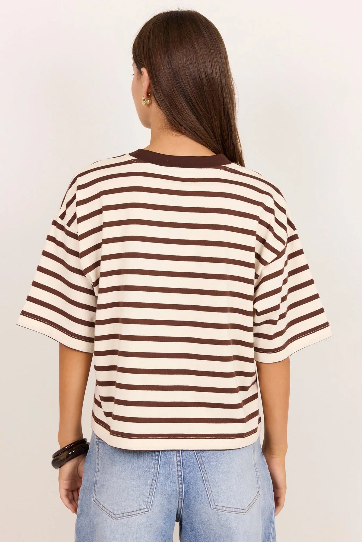 COHESION STRIPE OVERSIZED BOXY TEE - CHOCOLATE/VANILLA
