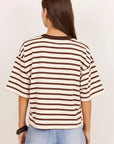 COHESION STRIPE OVERSIZED BOXY TEE - CHOCOLATE/VANILLA