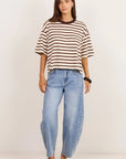 COHESION STRIPE OVERSIZED BOXY TEE - CHOCOLATE/VANILLA