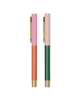 Colour Block Ballpoint Pen Set - Red Orange + Emerald