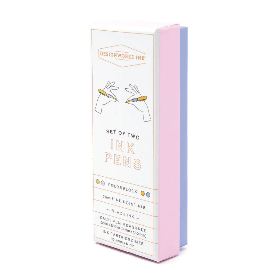 Colour Block Ballpoint Pen Set - Lilac + Cornflower