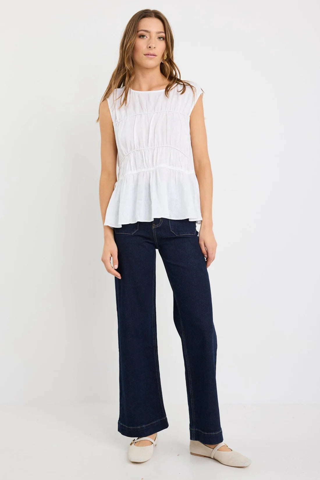 Context Ivory Linen Relaxed Sleeveless Top