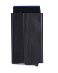 Black cardholder with cards on a white background
