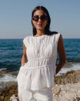 Context Ivory Linen Relaxed Sleeveless Top