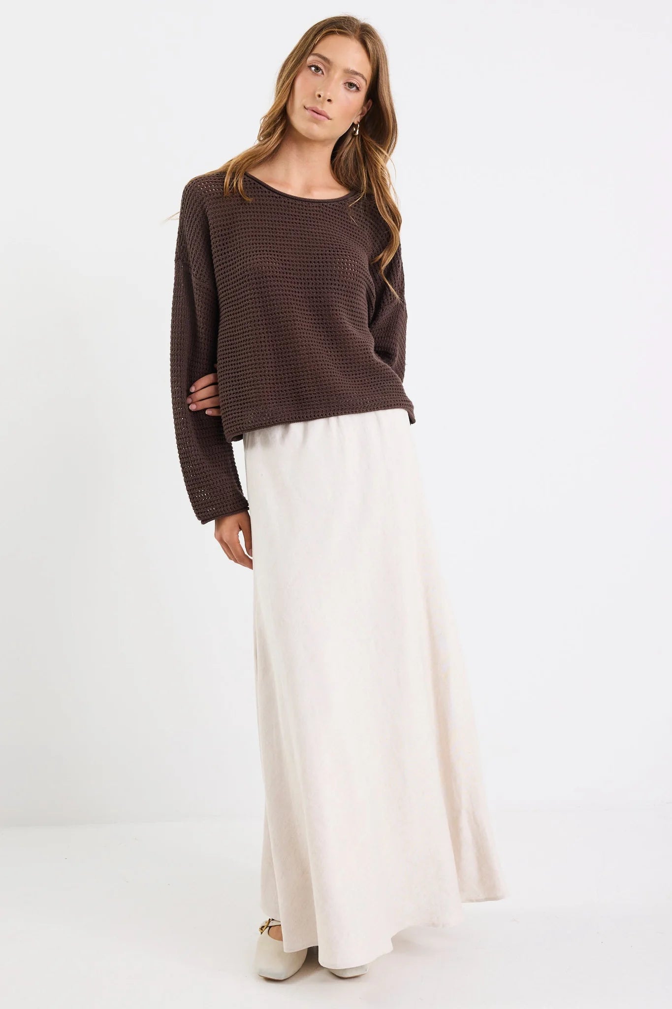 Dawn Chocolate Crochet Knit Jumper