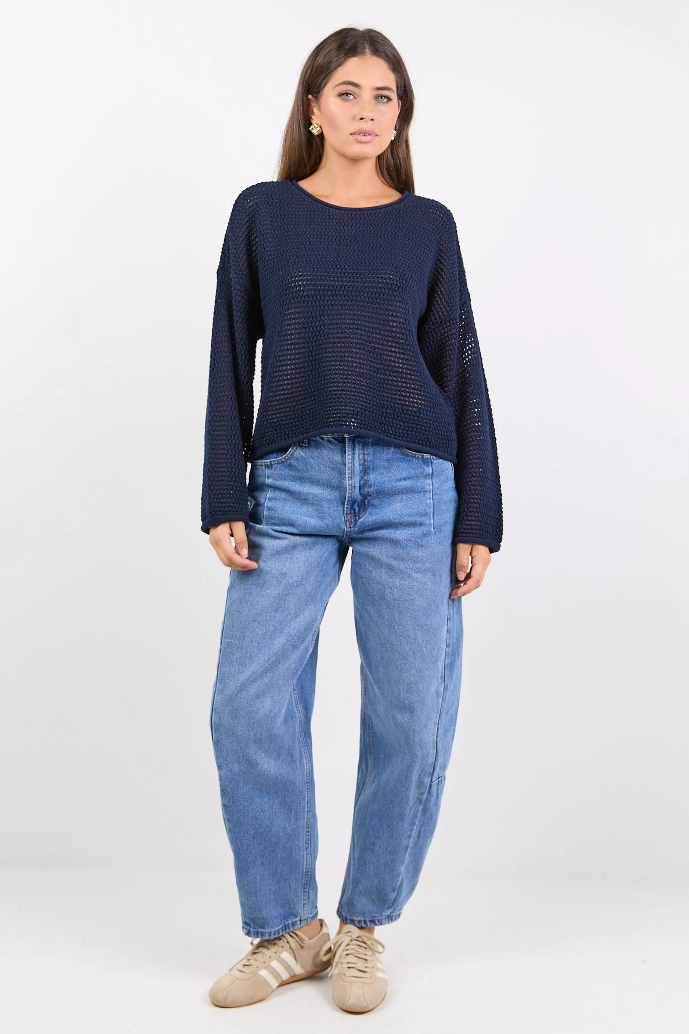 Dawn Ink Crochet Knit Jumper