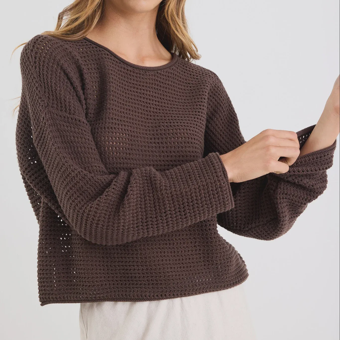 Dawn Chocolate Crochet Knit Jumper