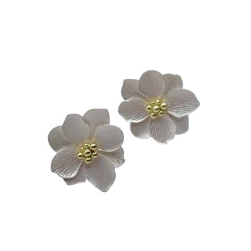 Fashion Earrings - Pink Gloss Flower Studs