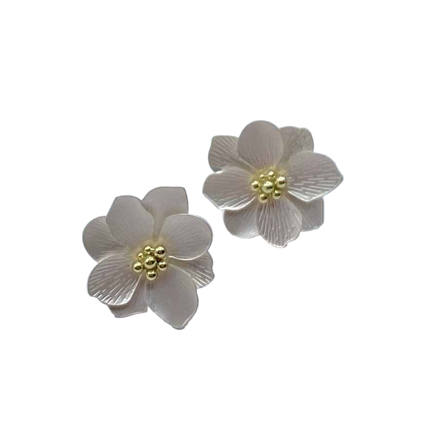 Fashion Earrings - Pink Gloss Flower Studs