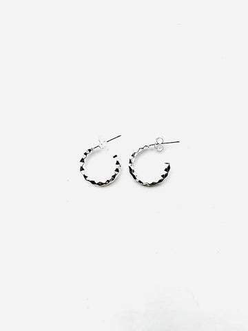Sterling Silver Earrings - Jagged Hoops