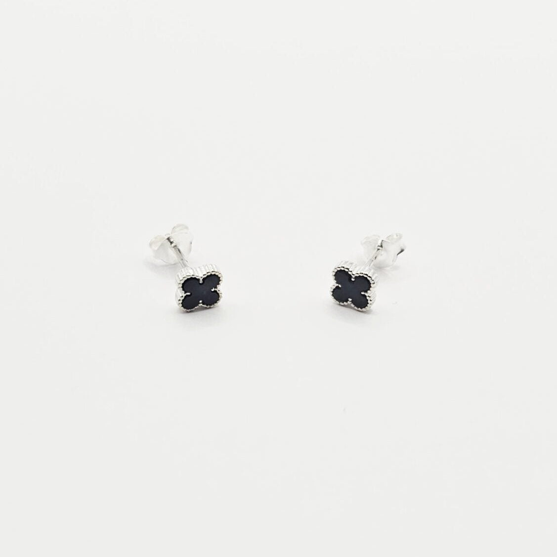 Sterling Silver Studs - Very Lucky Black