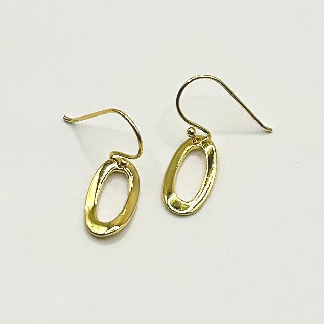 Sterling Silver Gold Plate Earrings - Oval Hook