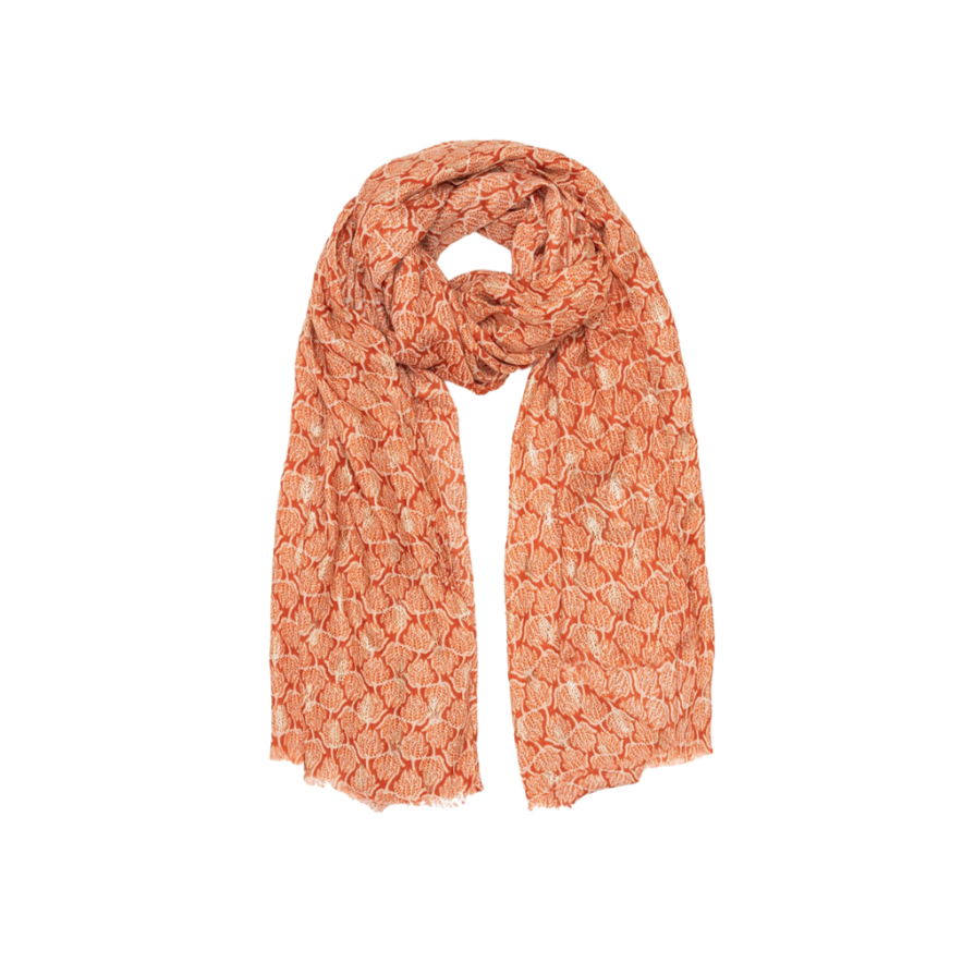 Rust & Gold Feathered Scarf