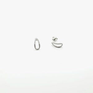 Sterling Silver Earrings - Diamante Curve Stud