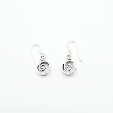 Sterling Silver - Drop Koru Earrings