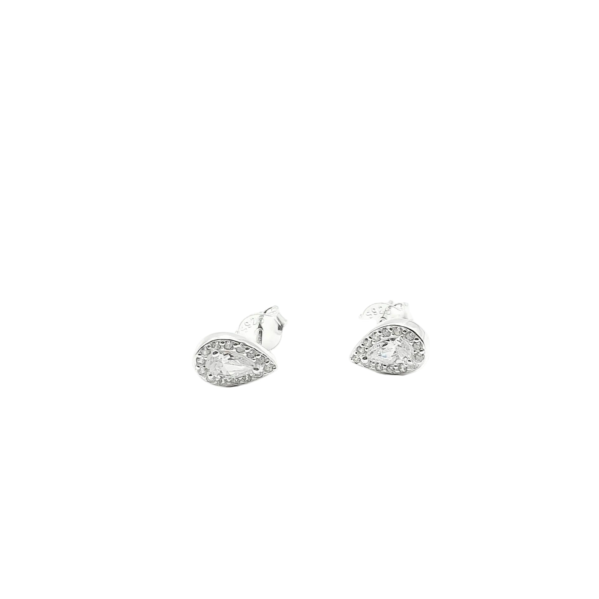 Sterling Silver Teardrop Crystal Stud
