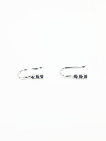 Sterling Silver Earrings - Black Crystals on Hook