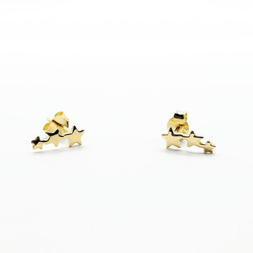 Gold Plated Sterling Silver Stud - 3 Stars]