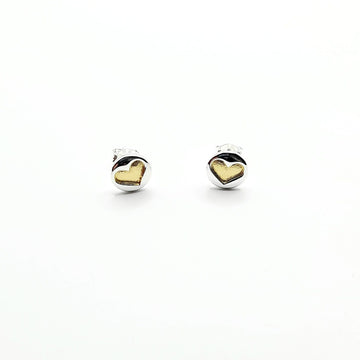 Sterling Silver Earrings - Heart Studs | Gold