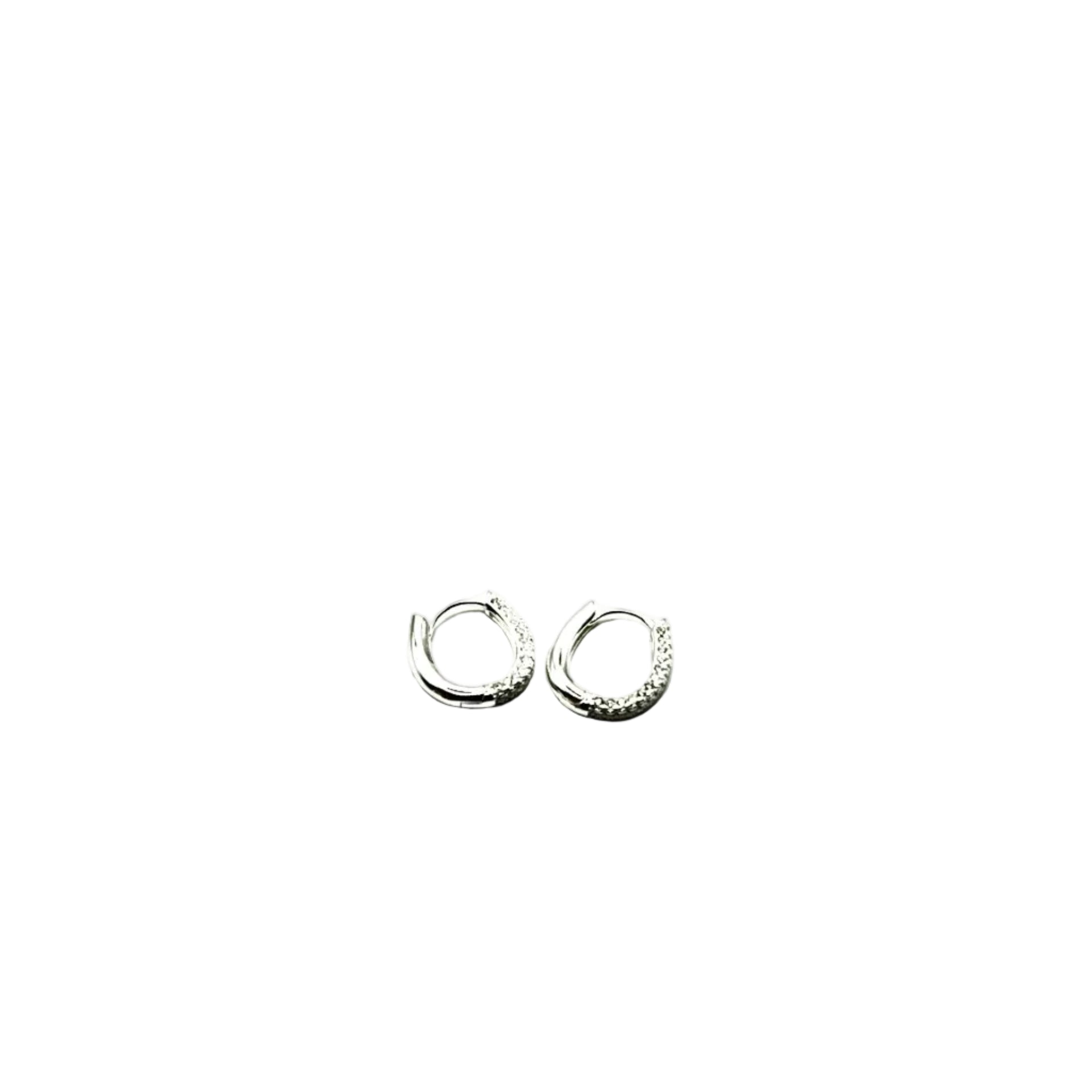 White Crystal Huggie Earrings