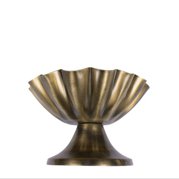 Gold Scalloped Bowl on Pedestal - Small